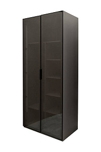 GD-10013-6 Шкаф Альто(Alto) двухд с полками, цвет серый Кобальт, дверцы стекло(тонир) 100*57*228.5см
